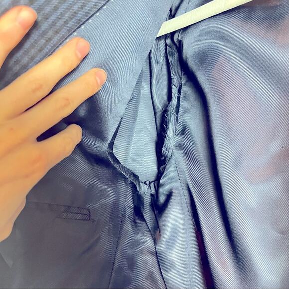 JB Britches | Logan Blue Check Suit Coat Blazer 100% Wool Classic Fit Size 40S - Picture 6 of 9